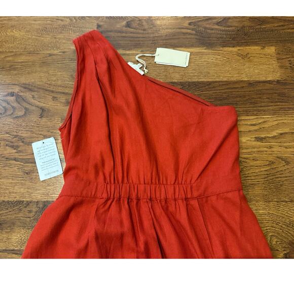 MELLODAY Women's One Shoulder Faux Wrap Midi Dress Red Sz XL NWT (Imperfection) - Picture 3 of 8
